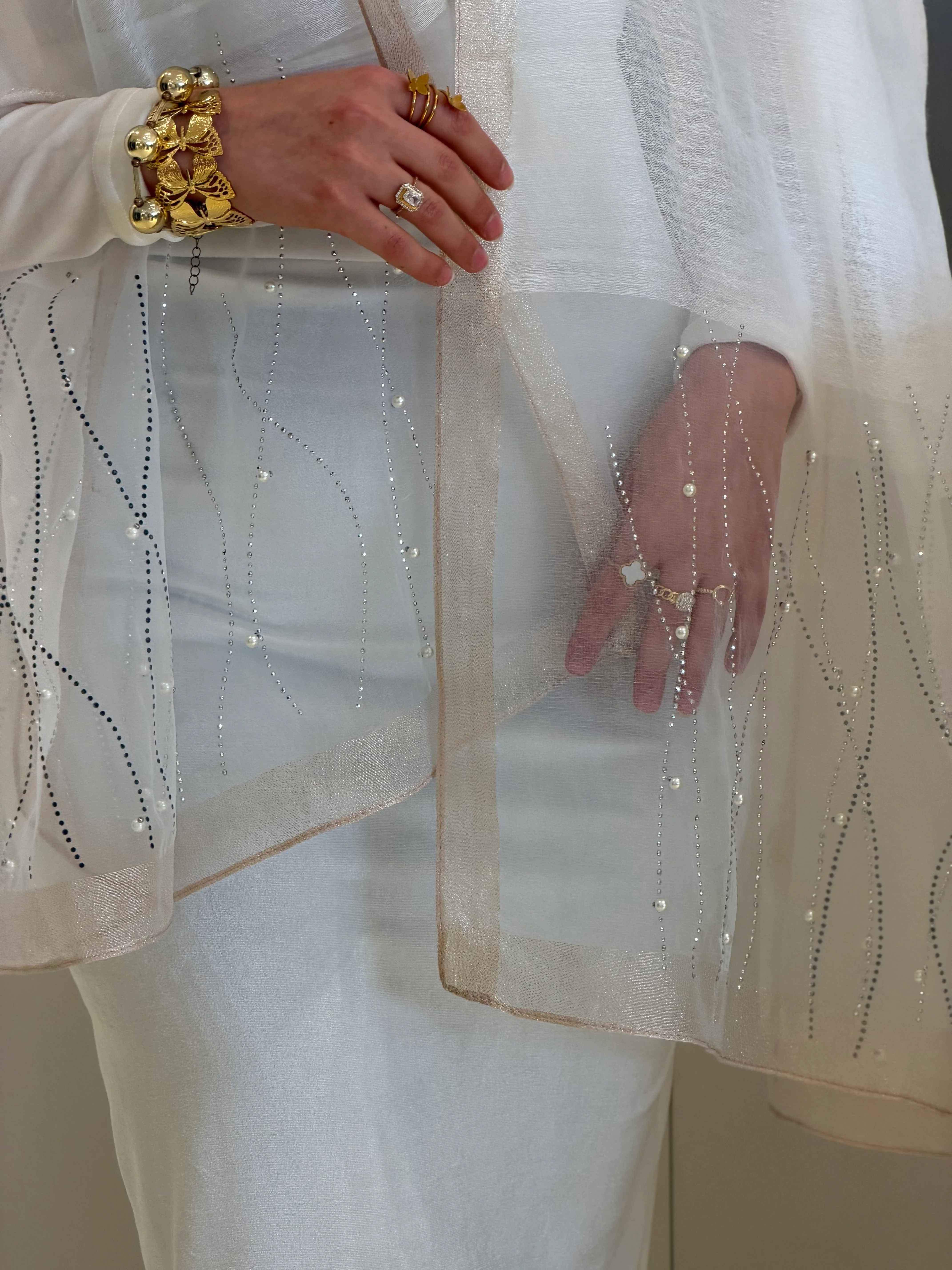 Crystals Pearls Cashmere Scarf - Image 7