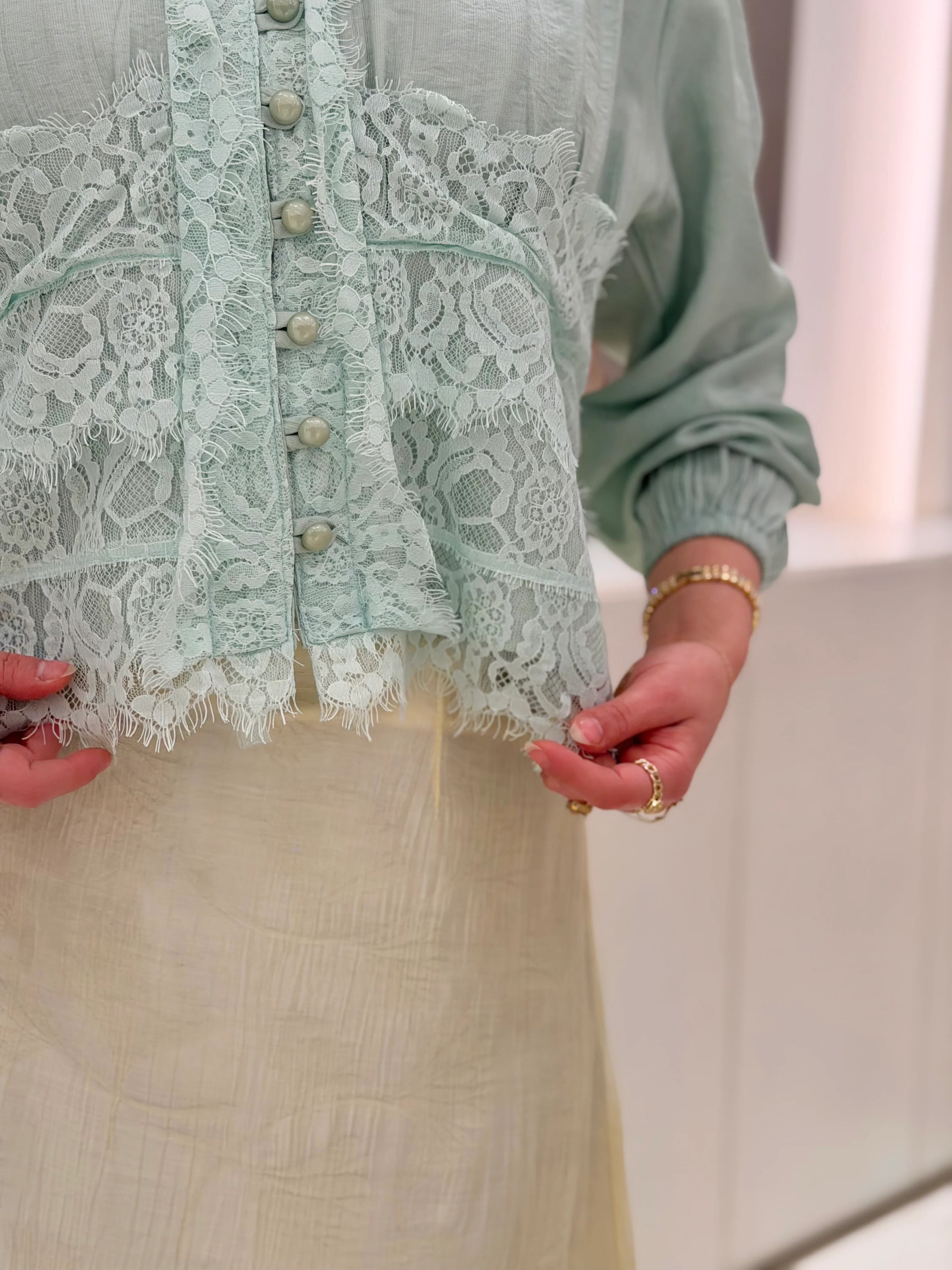Dantel End Blouse ( soft mint ) - Image 5