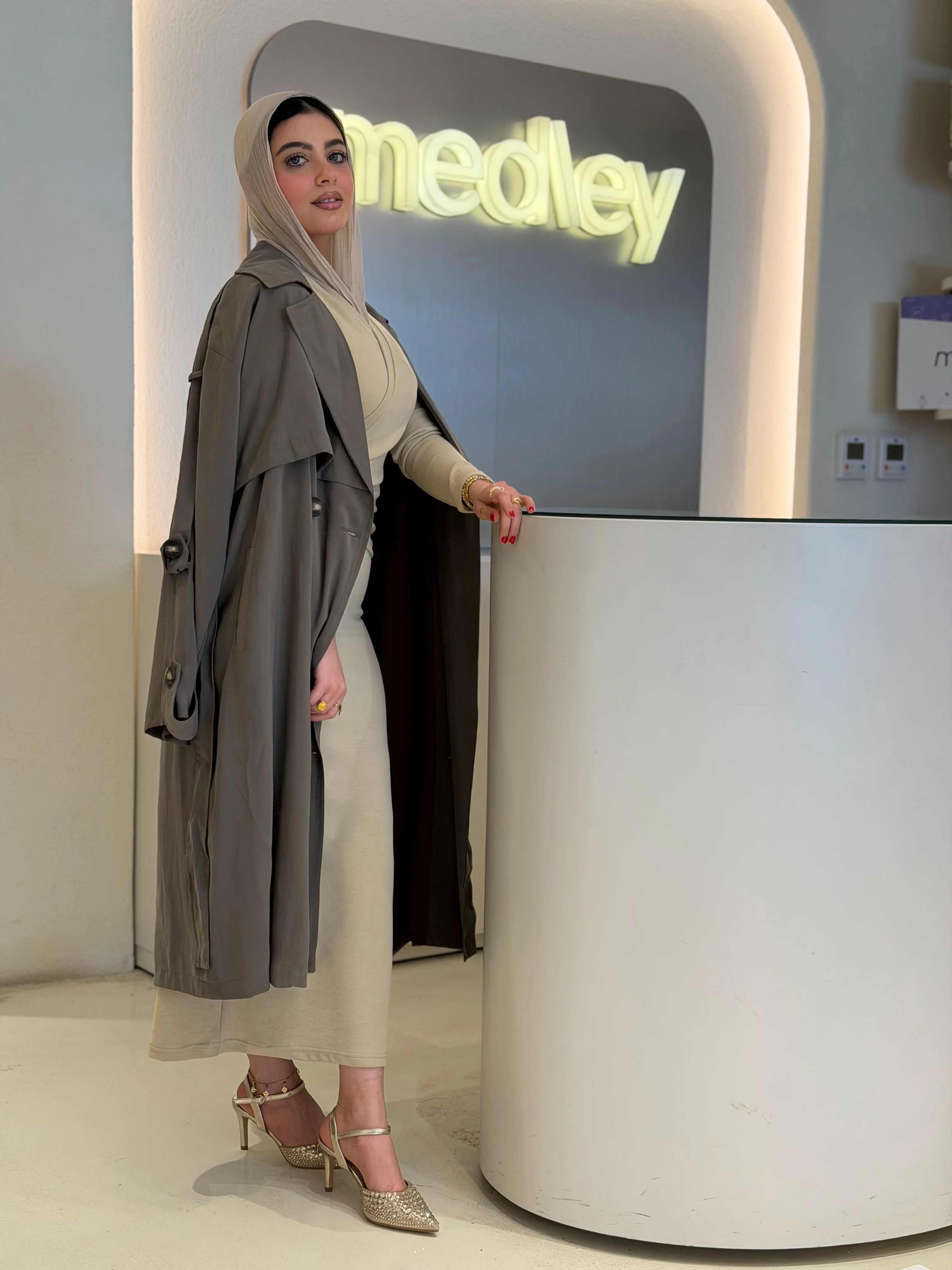 Dark Olive Soft Trench Coat - Image 3