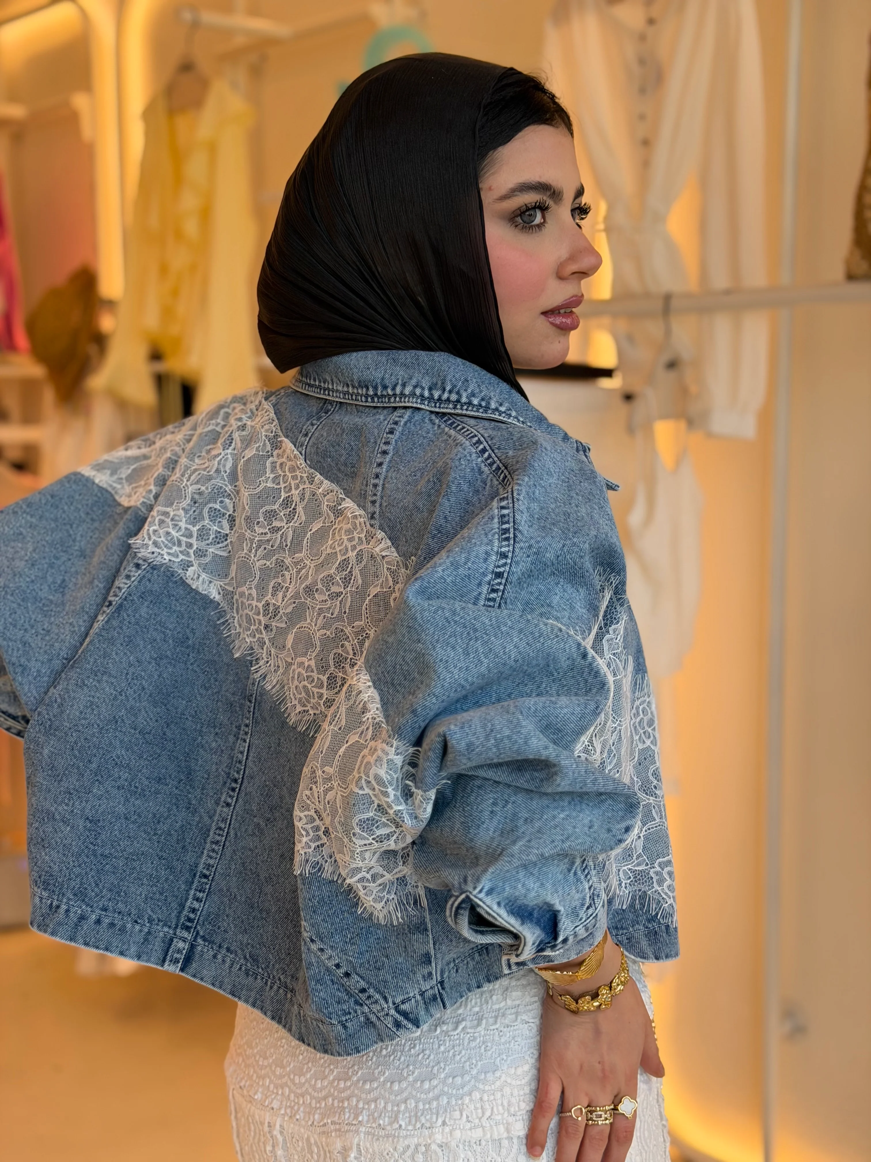 Embroidered Lace Denim Jacket