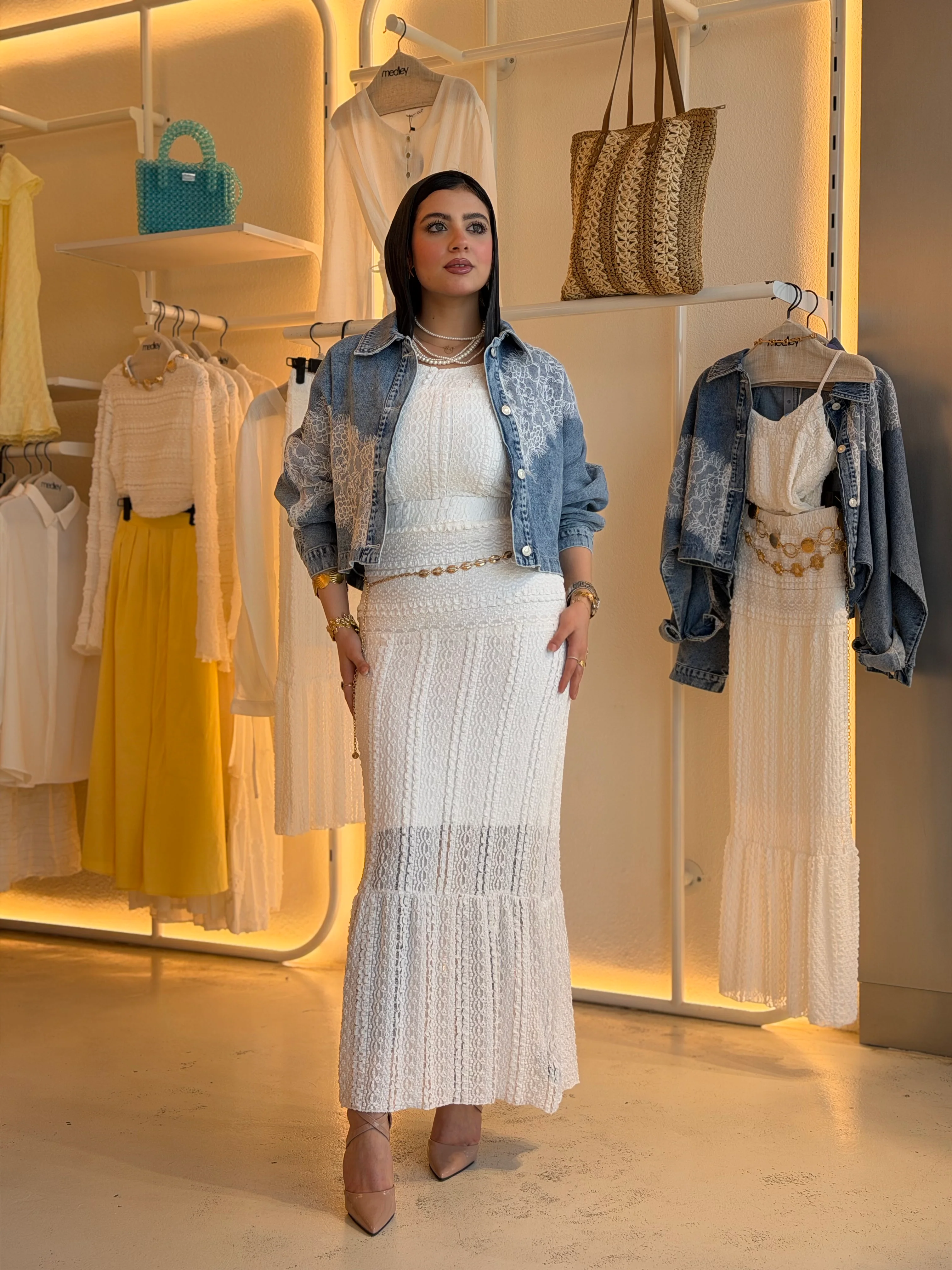 Embroidered Lace Denim Jacket - Image 2