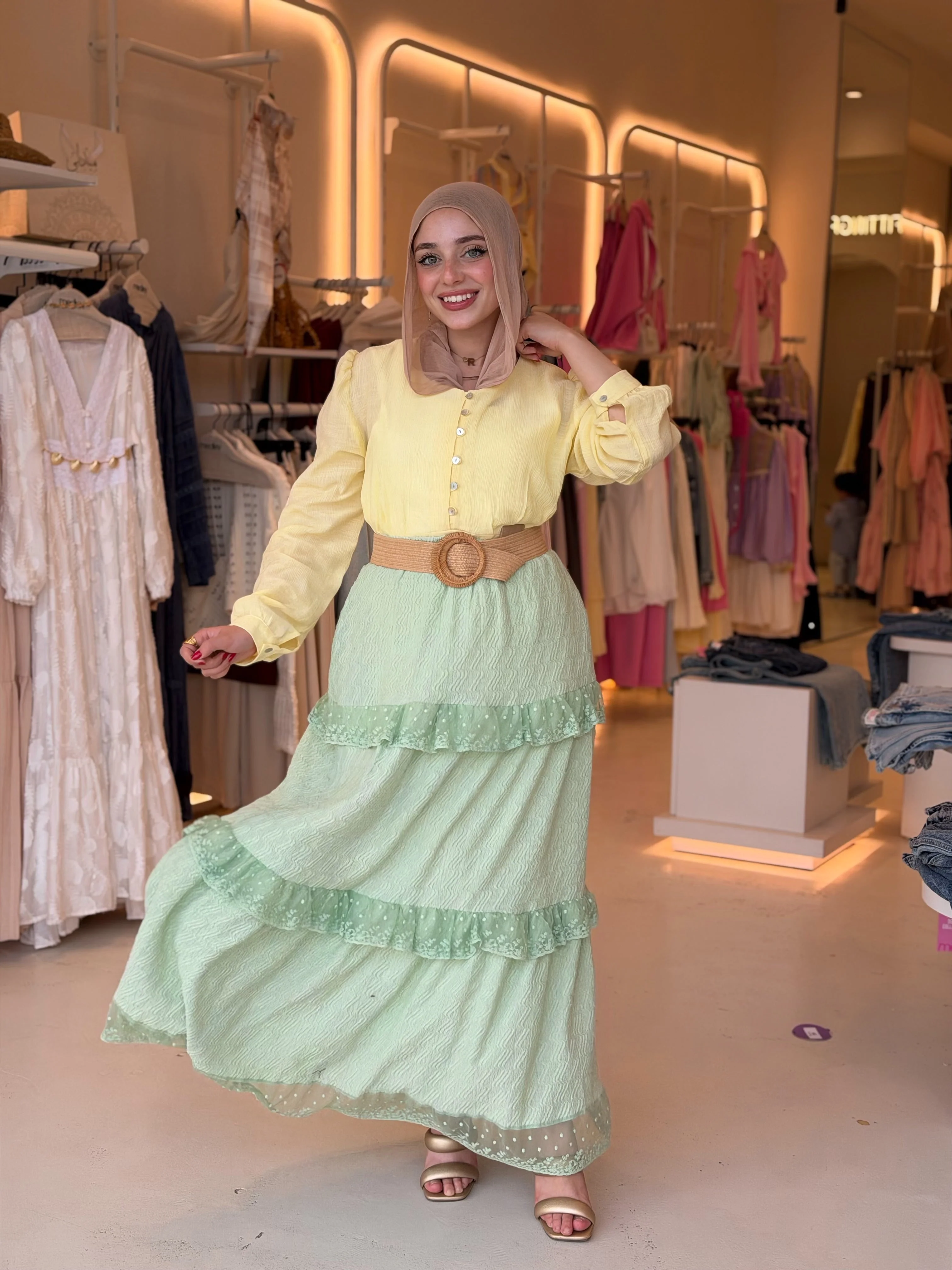 Dantel End Flowy Skirt (Mint) - Image 2