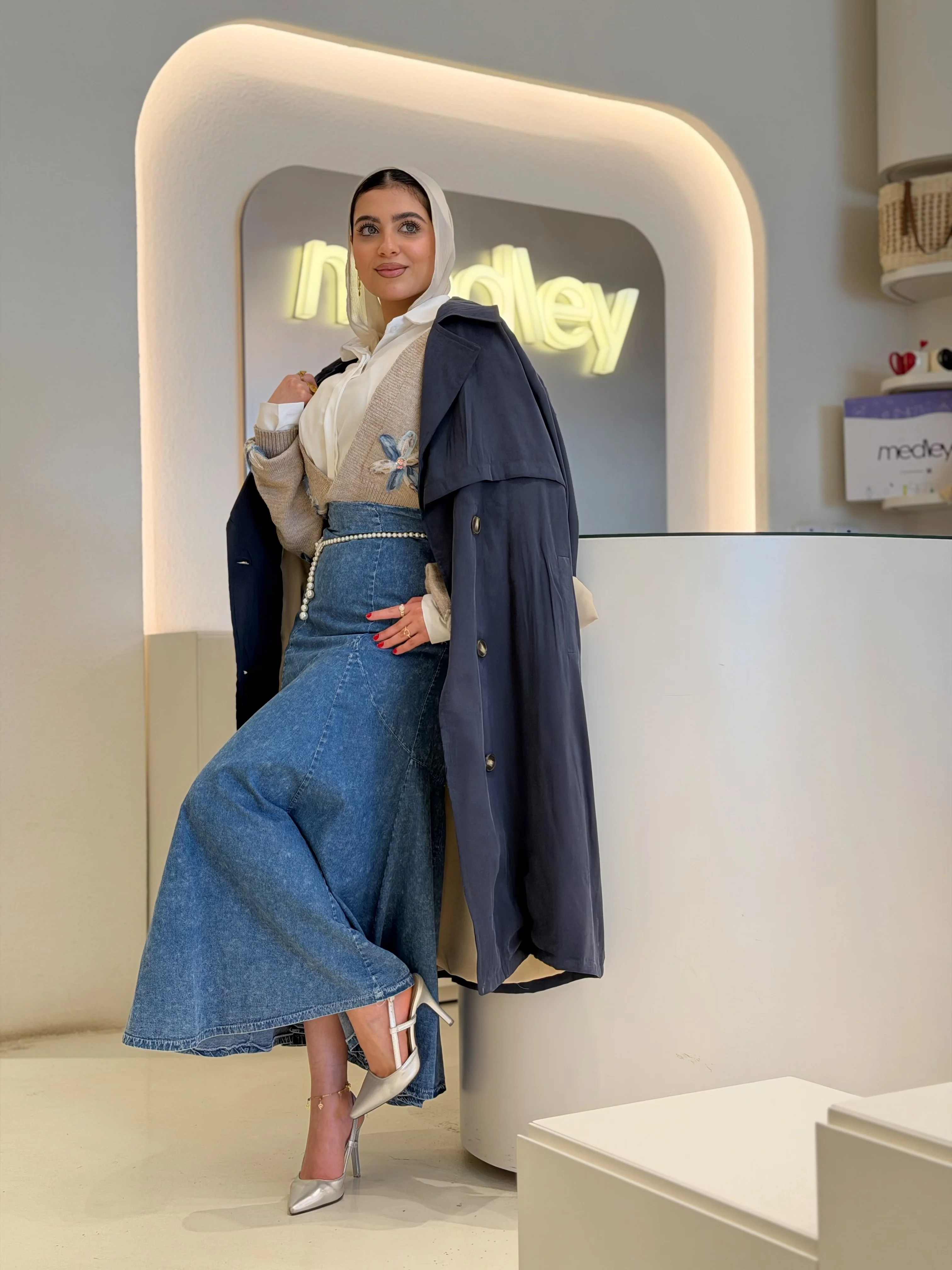 Navy Soft Trench Coat - Image 2