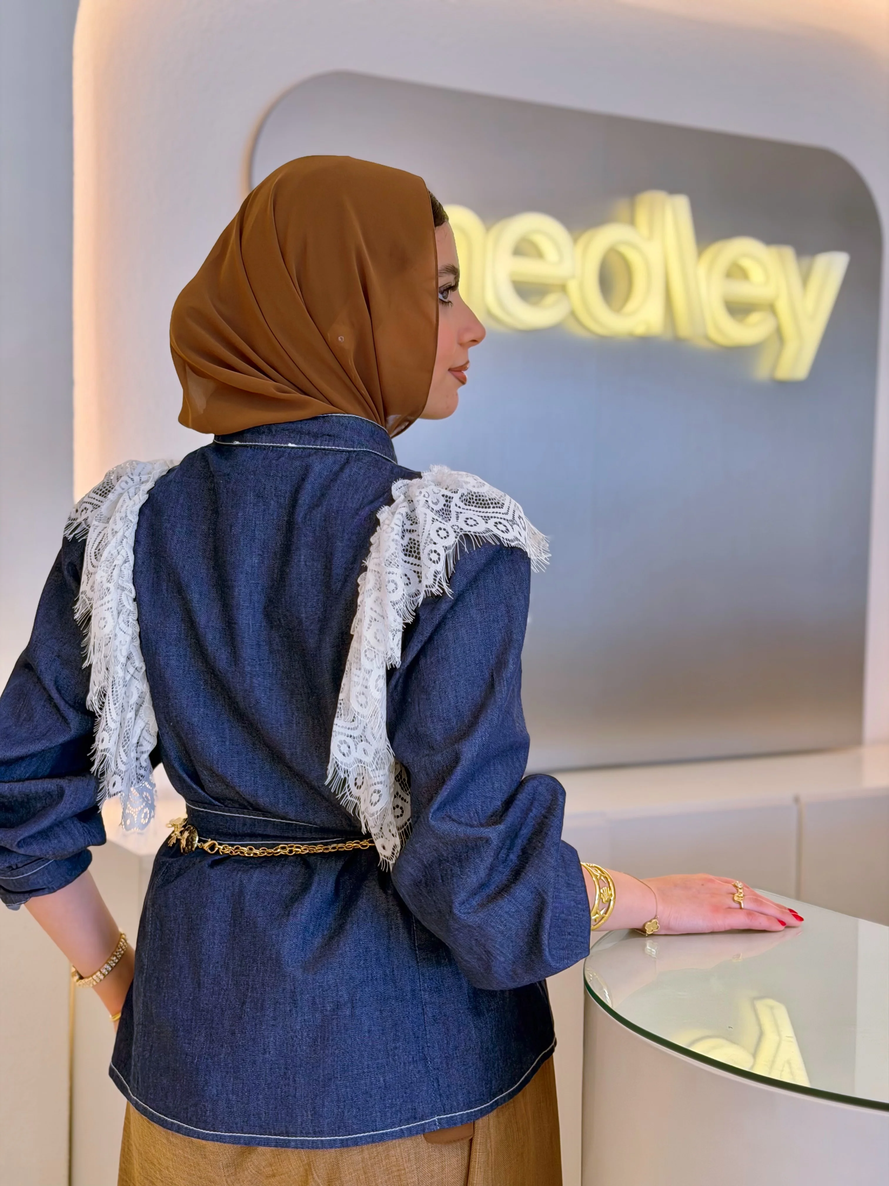 Raw Denim Dantel Blouse - Image 3