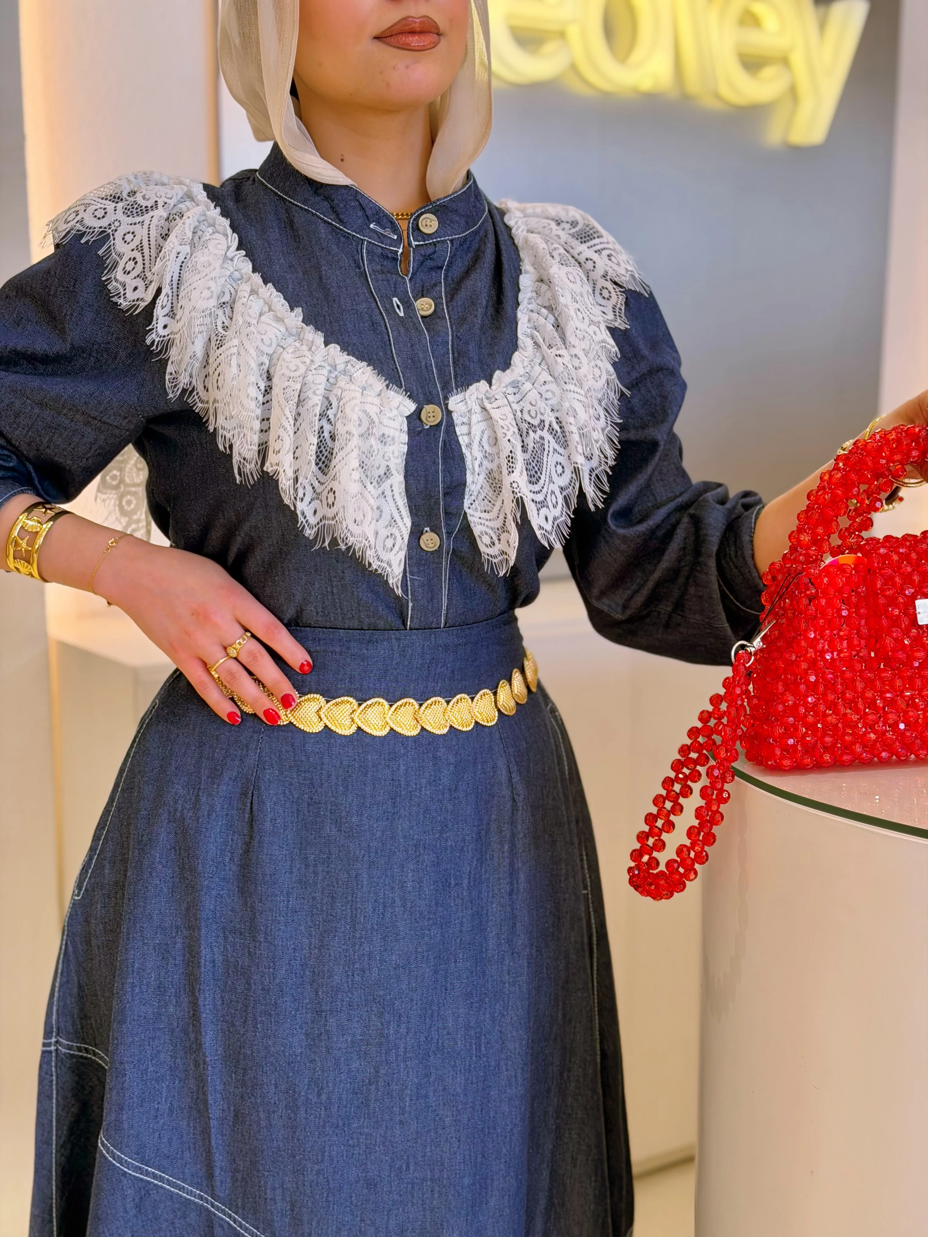 Raw Denim Dantel Blouse - Image 4