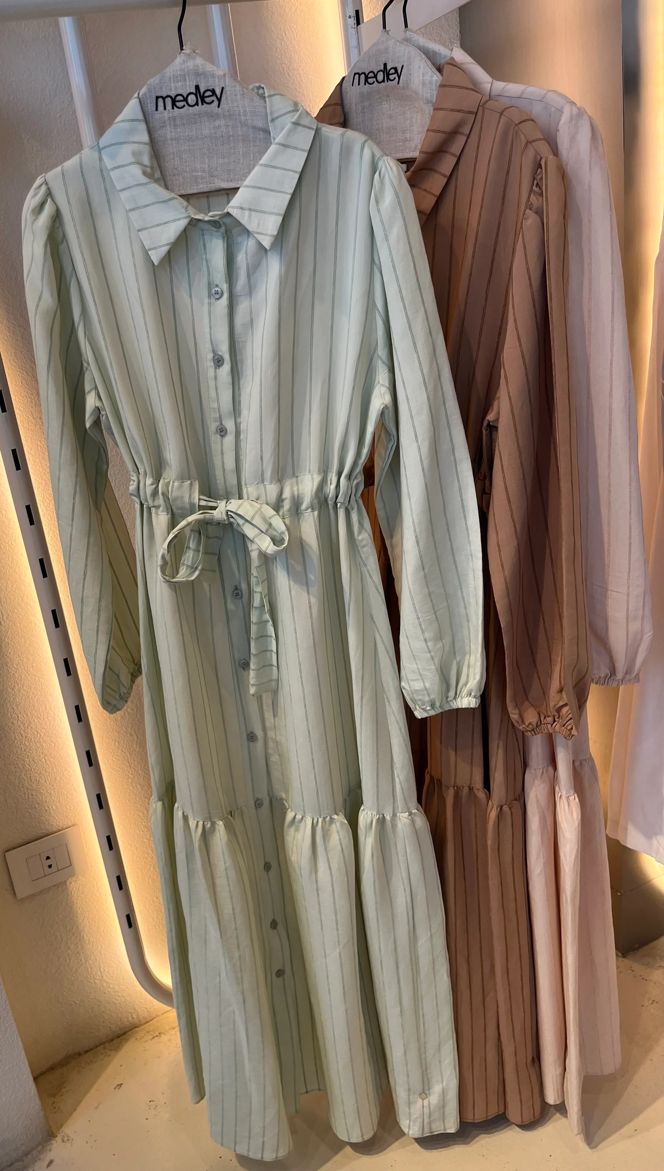 Striped dress with bottoms and belt