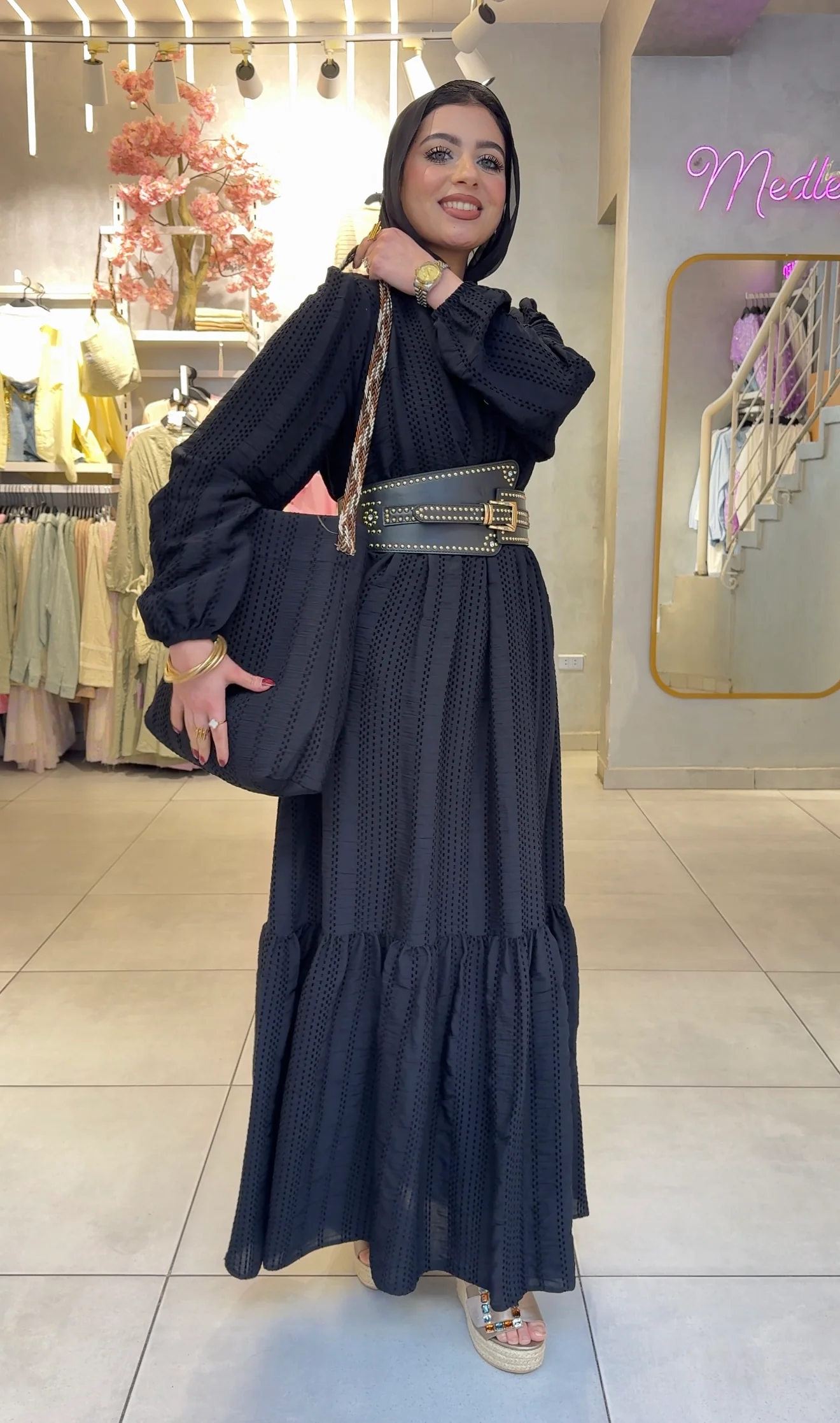 Textured Maxi Dress with Matching Gift Bag - Image 10