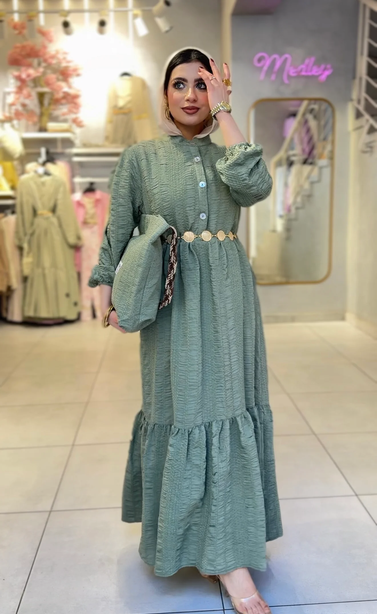 Textured Maxi Dress with Matching Gift Bag - Image 3