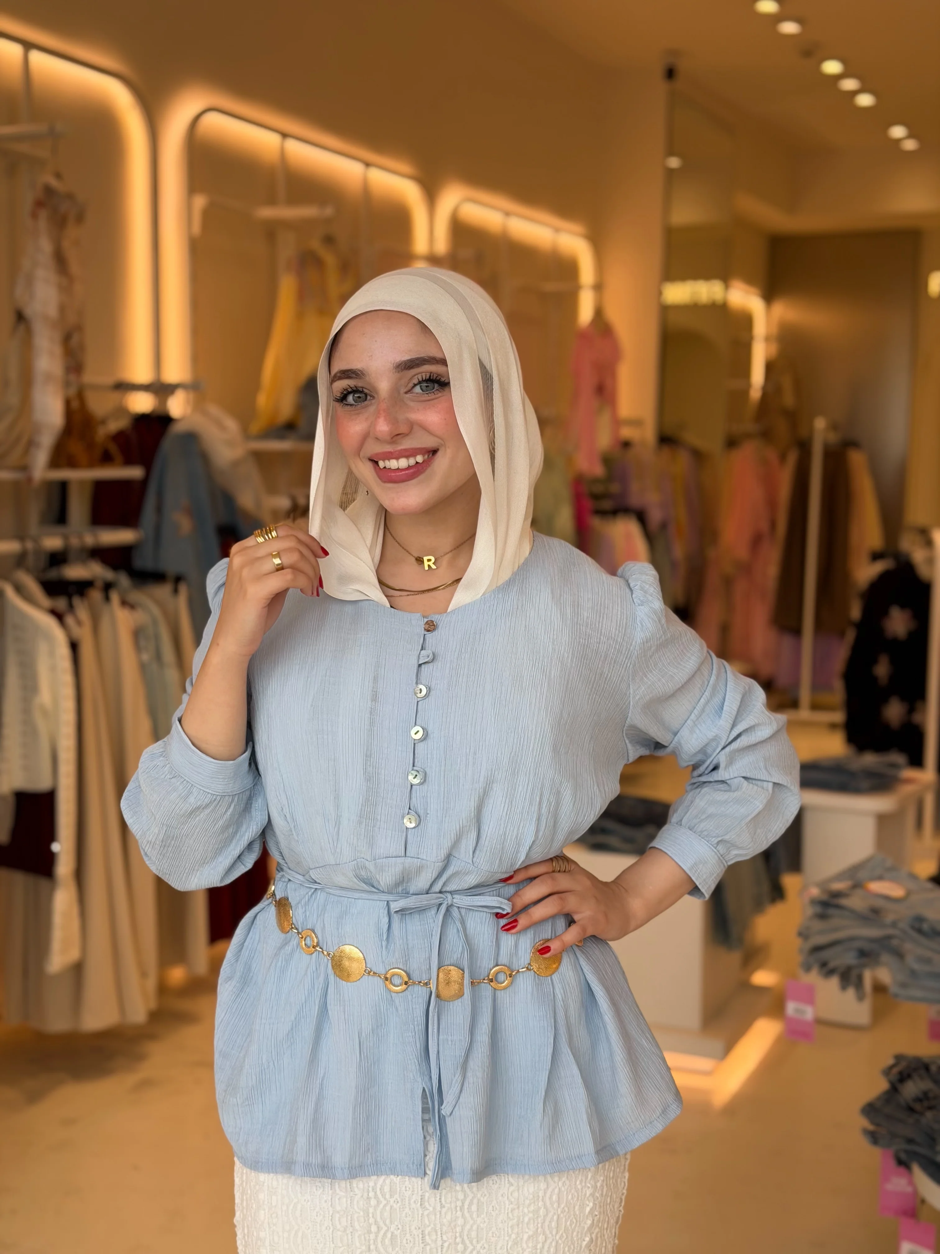 Modest Baby Blue Blouse - Image 3